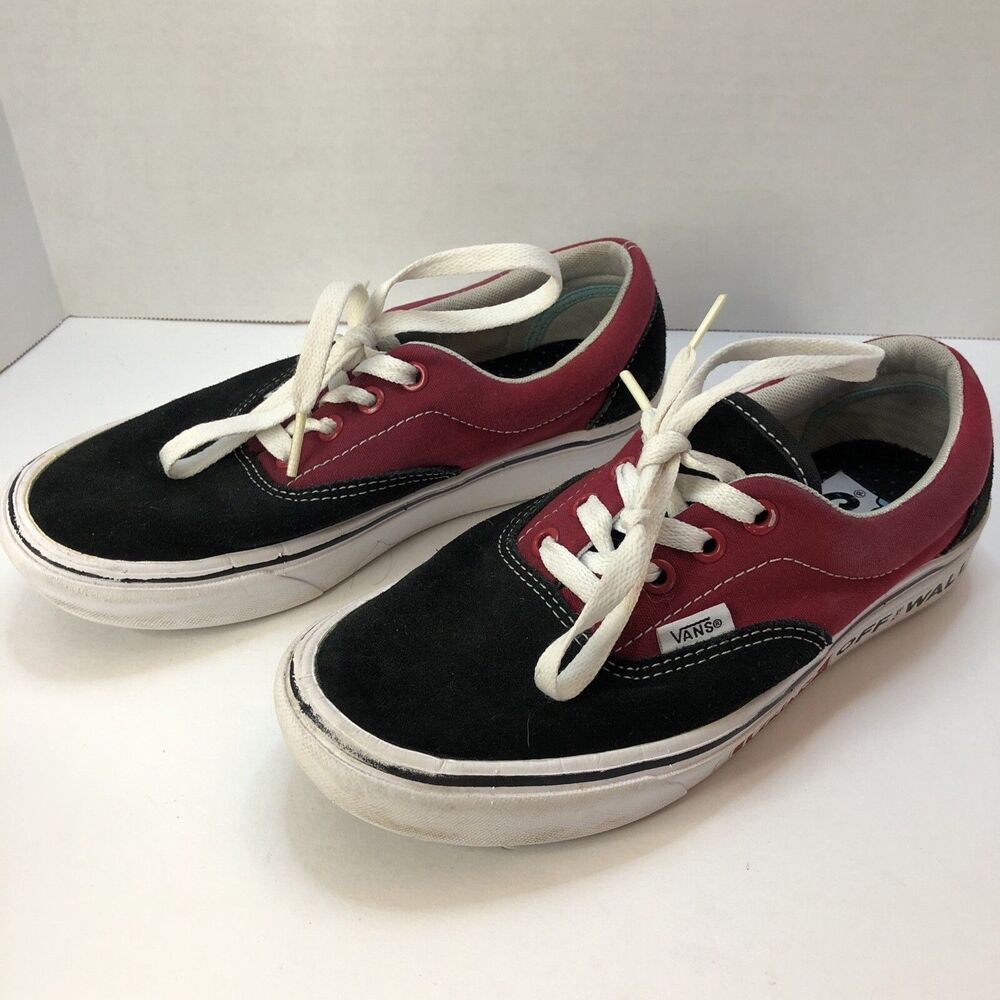 Vans Black & Red Sneakers Size M4.5 W6.0 Big Kids Off The Wall Lace Retro Skater